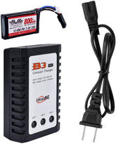 Hosim 7.4V 800mAh RC Car Rechargeable Li-Po Battery & 1pcs Balance Charge,Spare Replacement Parts Assessory for 9130 9135 9136 9138 1/16 Scale All Terrain RC Truck Battery